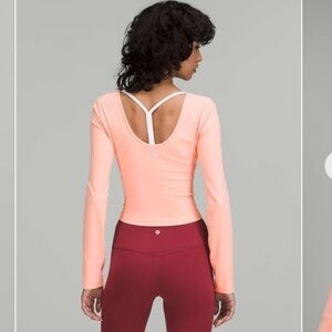 [12] Lululemon Athletica Align Cropped Long Sleeve Top Dew Pink EUC